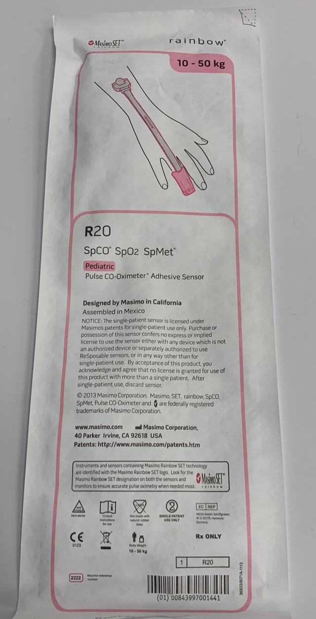 SpO2 Einwegs. Kinder 10-50 kg VE=10 Stück -Rainbow- Typ SpO2, SpCO, SpMet c³/c¹ SpO2 Einwegs. Kinder 10-50 kg VE=10 Stück -Rainbow- Typ SpO2, SpCO, SpMet c³/c¹