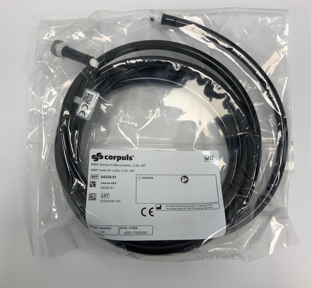 NIBD-Anschlussschlauch für Manschetten corpuls³, 90°gewinkelt, 2,5 m