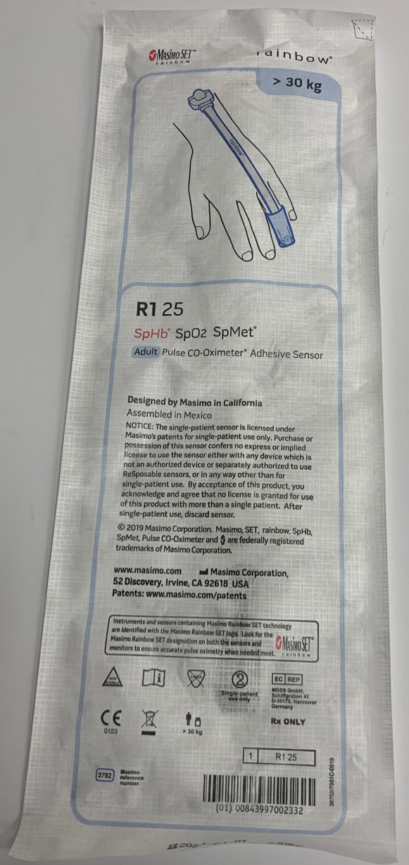 MASIMO® SpO2/HB/Met Rainbow-Einwegsensor Erwachsene (VE=10) MASIMO® SpO2/HB/Met Rainbow-Einwegsensor Erwachsene (VE=10)